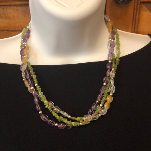 Sterling silver and real stones necklace - Picture 2 of 4